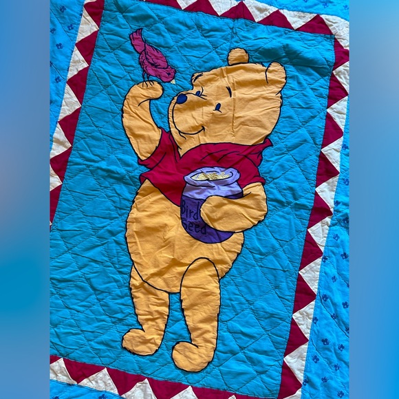 Vintage Disney Winnie The Pooh Toddler Blanket Patchwork Quilt Embroidered 90’s - Picture 4 of 15